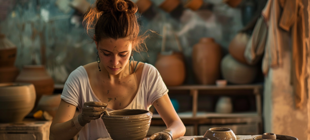 Woman doing pottery